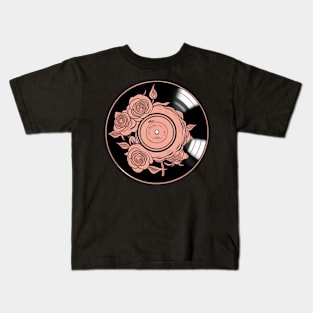 Rose Gold Rose Vinyl Record Kids T-Shirt